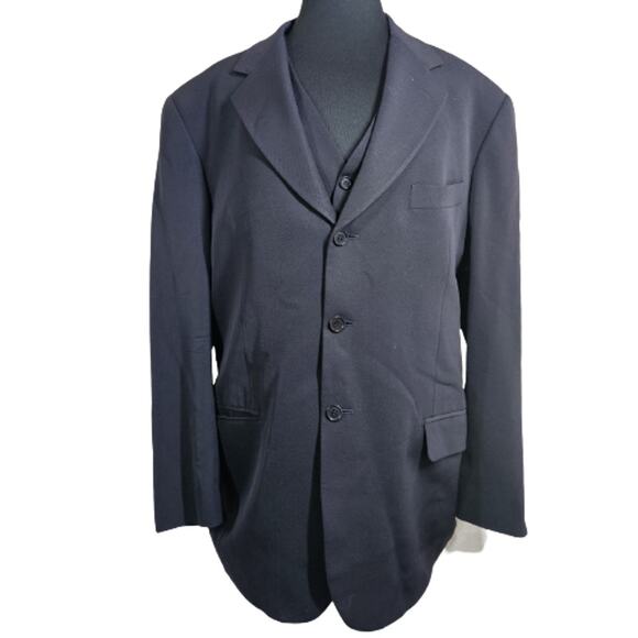 Tombolini Italian Black Suit Coat and Vest Chest Size 48 - Picture 1 of 10